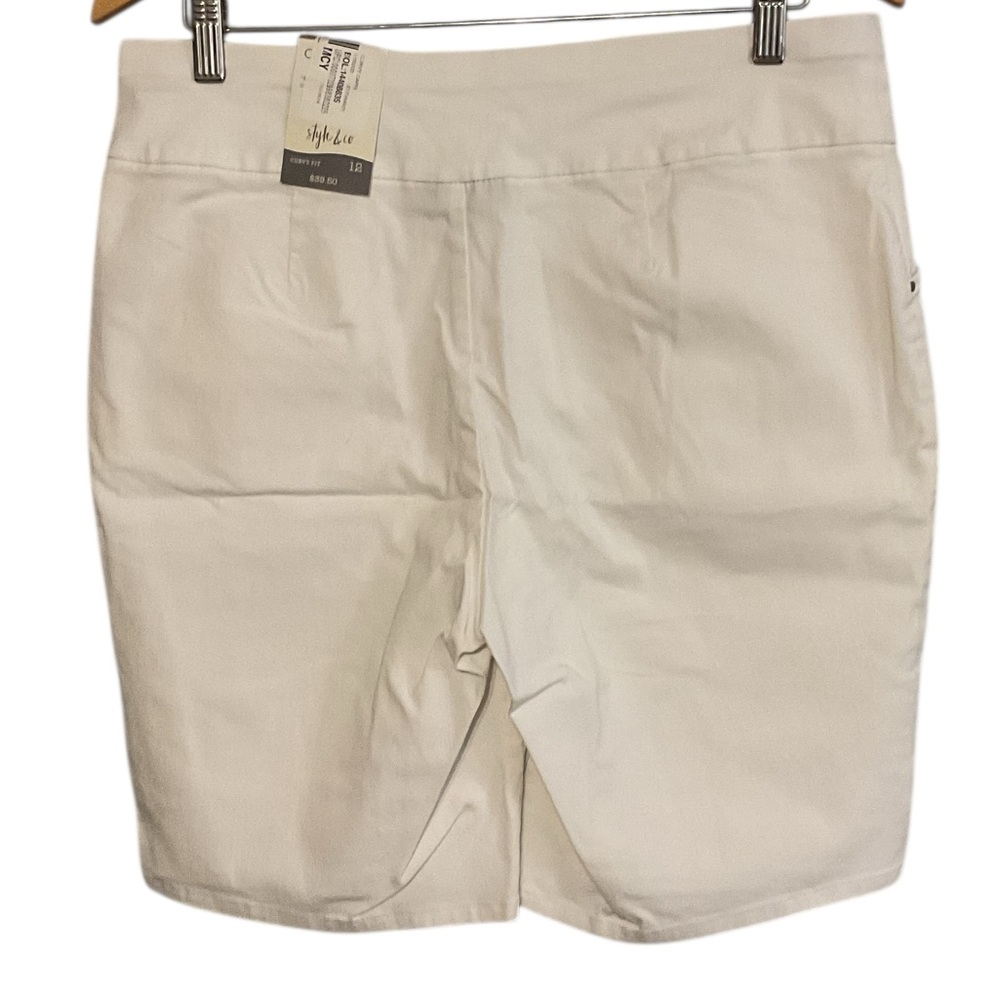 INC International Concepts white Flat Front Shorts‎ size 12 pull on - Picture 9 of 10